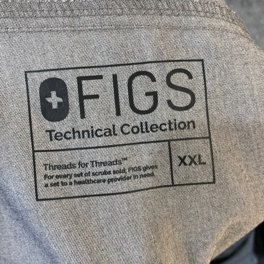 FIGS Technical Collection Scrub Pants XXL Gray Heathered T21004 Teal Drawstring